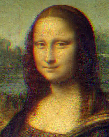 the mona lisa with chromatic aberration